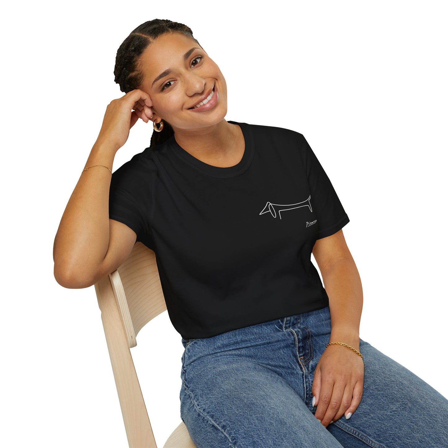 Picasso Dackel T-Shirt – Minimalistische Hundelinie mit Kultfaktor - kleines Motiv