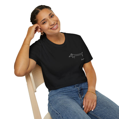 Picasso Dackel T-Shirt – Minimalistische Hundelinie mit Kultfaktor - kleines Motiv
