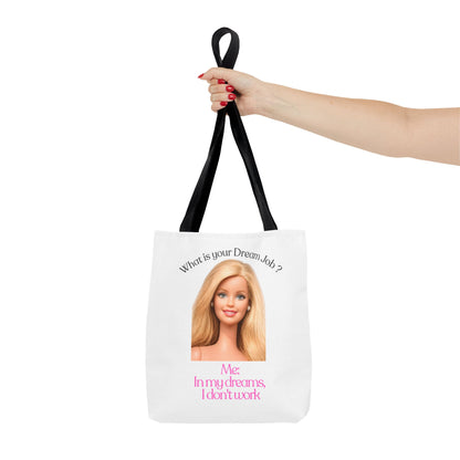 Lustige Tote Bag 'In my dreams I don't work' – Witziger Spruch Anti-Arbeit Stoffbeutel Geschenk für Faulenzer & Tagträumer