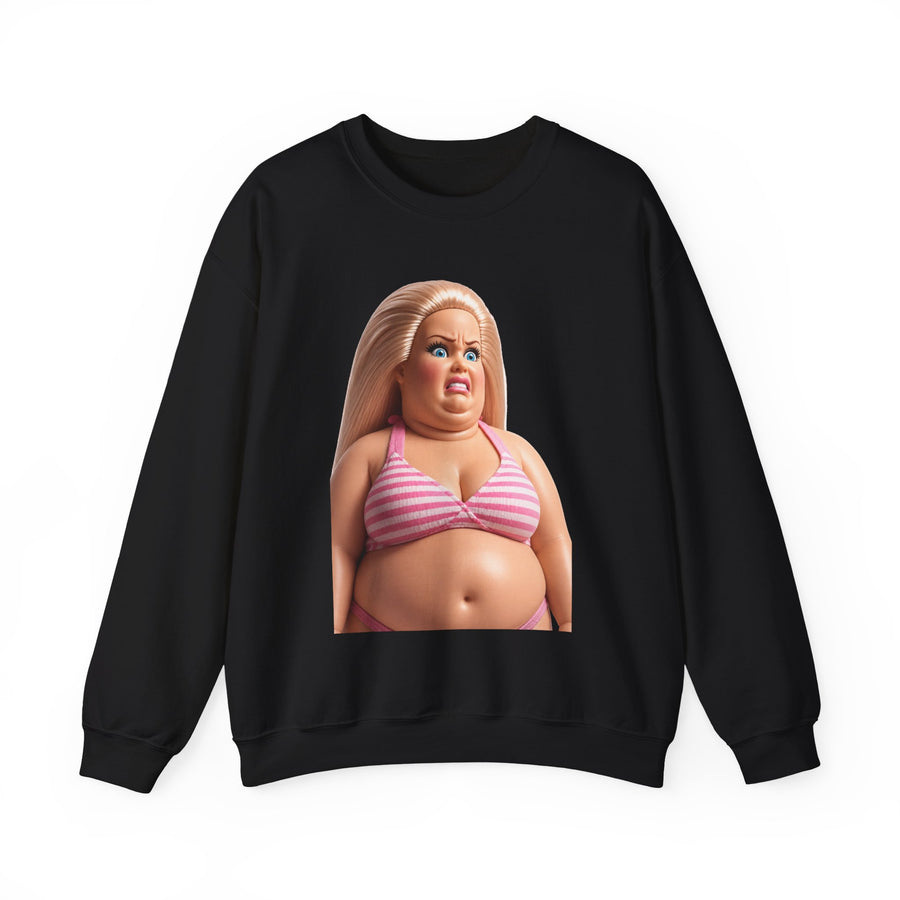 True Insights Genervte Blondine Sweatshirt – Lustiges Statement-Motiv mit Bikini-Puppe in Black