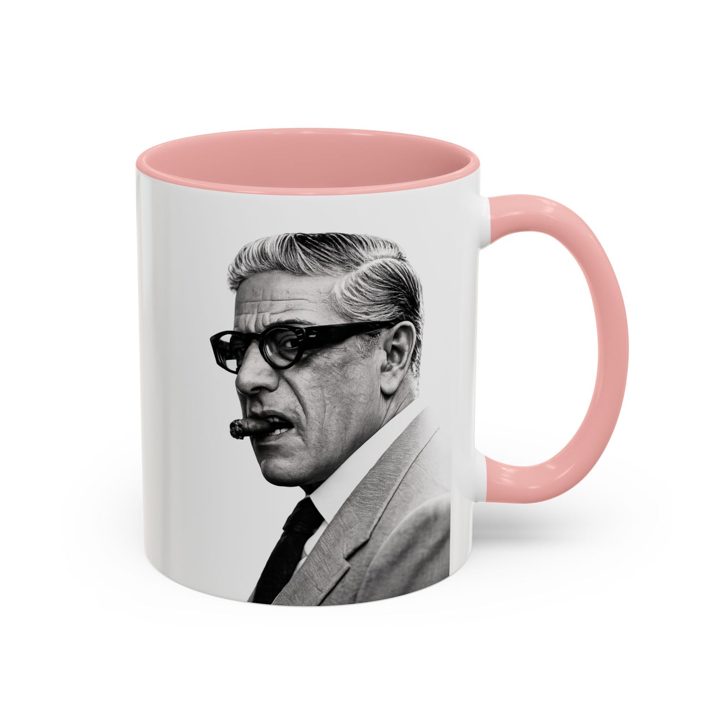 Aristoteles Onassis Kaffeetasse – Schwarz-Weiß Porträt mit Zigarre & Brille | Bunte Tasse für Geschichts- & Stil-Fans
