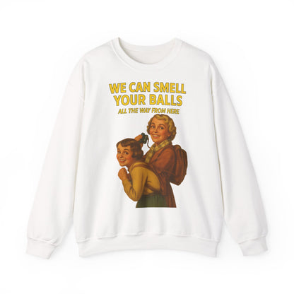 Sweatshirt – Vintage Sweatshirt – „We Can Smell Your Balls“ im Spioninnen-Stil | True Insights Design mit Humor