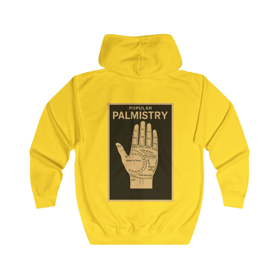 True Insights Popular Palmistry Zip-Hoodie – Vintage-Handlinien-Motiv