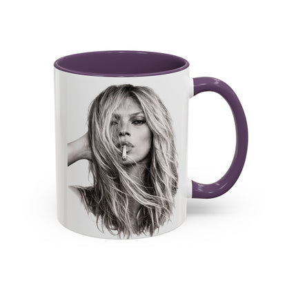 Kate Moss Tasse – Ikonisches Schwarz-Weiß Portrait Kaffeebecher | Fashion Legende Geschenk für Fans