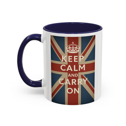 Mug Keep Calm and Carry On – Tasse Union Jack rétro British avec couronne