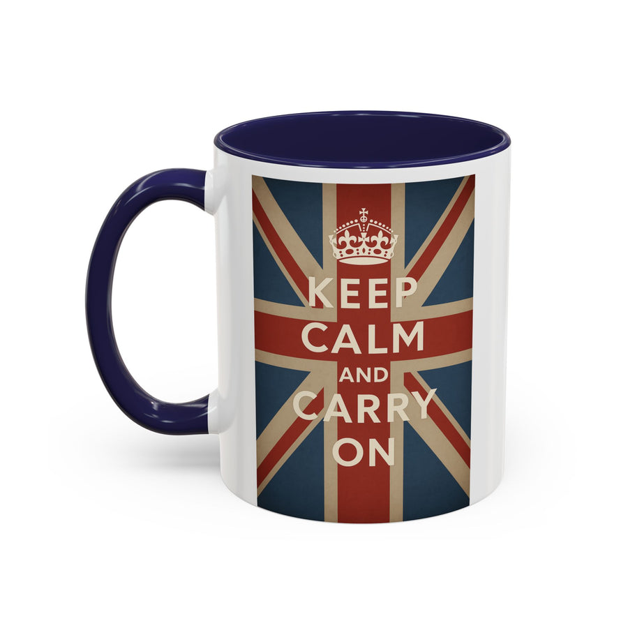 Mug Keep Calm and Carry On – Tasse Union Jack rétro British avec couronne