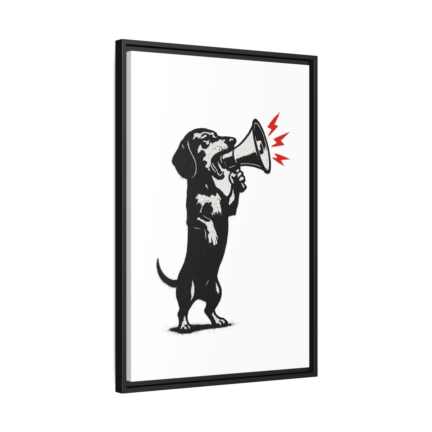 Dog with Megaphone – Satirisches Banksy-inspiriertes Kunstmotiv | Statement Design
