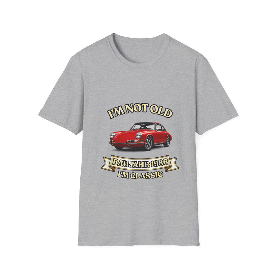 True Insights T-Shirt Baujahr 1986 roter Klassiker Sportwagen in Schwarz zum 40. Geburtstag