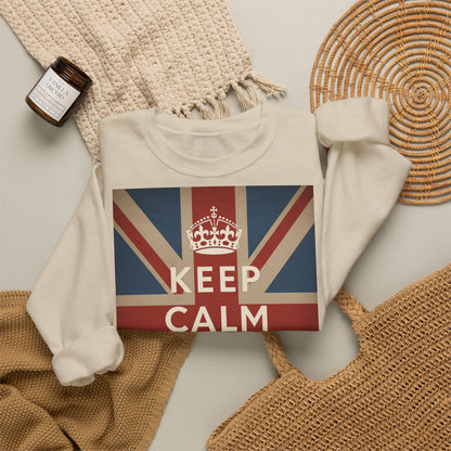 True Insights Retro Pullover Keep Calm and Carry On Union Jack Krone als Geschenkidee für UK Fans