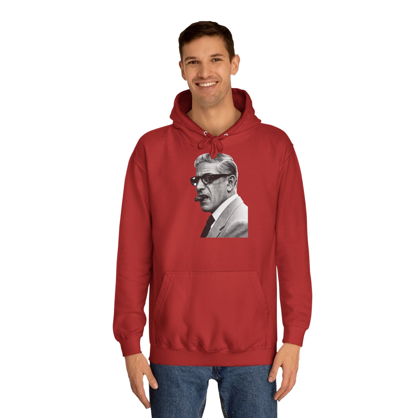 Aristoteles Onassis Hoodie – Ikonisches Portrait mit Zigarre & Brille | Vintage Schwarz-Weiß Kult Kapuzenpullover