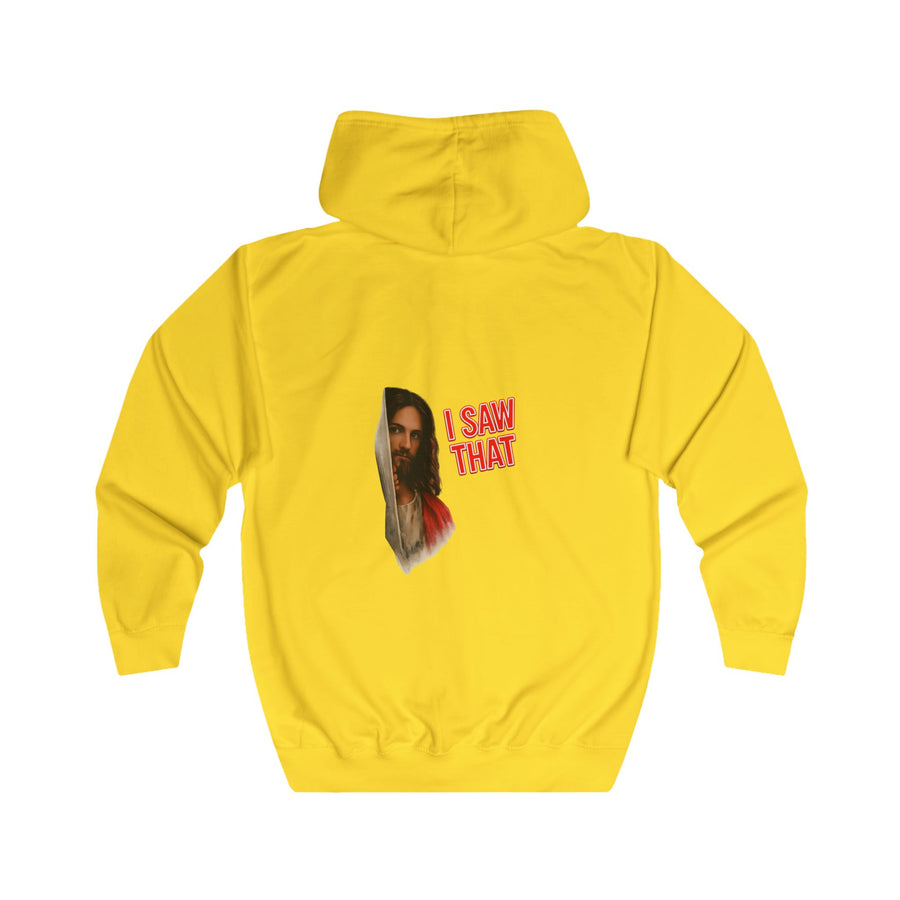 I Saw That Jesus Zip-Hoodie – Religieuze humor met een knipoog