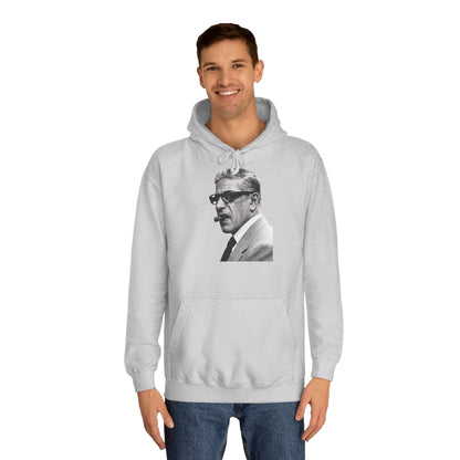 Aristoteles Onassis Hoodie – Ikonisches Portrait mit Zigarre & Brille | Vintage Schwarz-Weiß Kult Kapuzenpullover