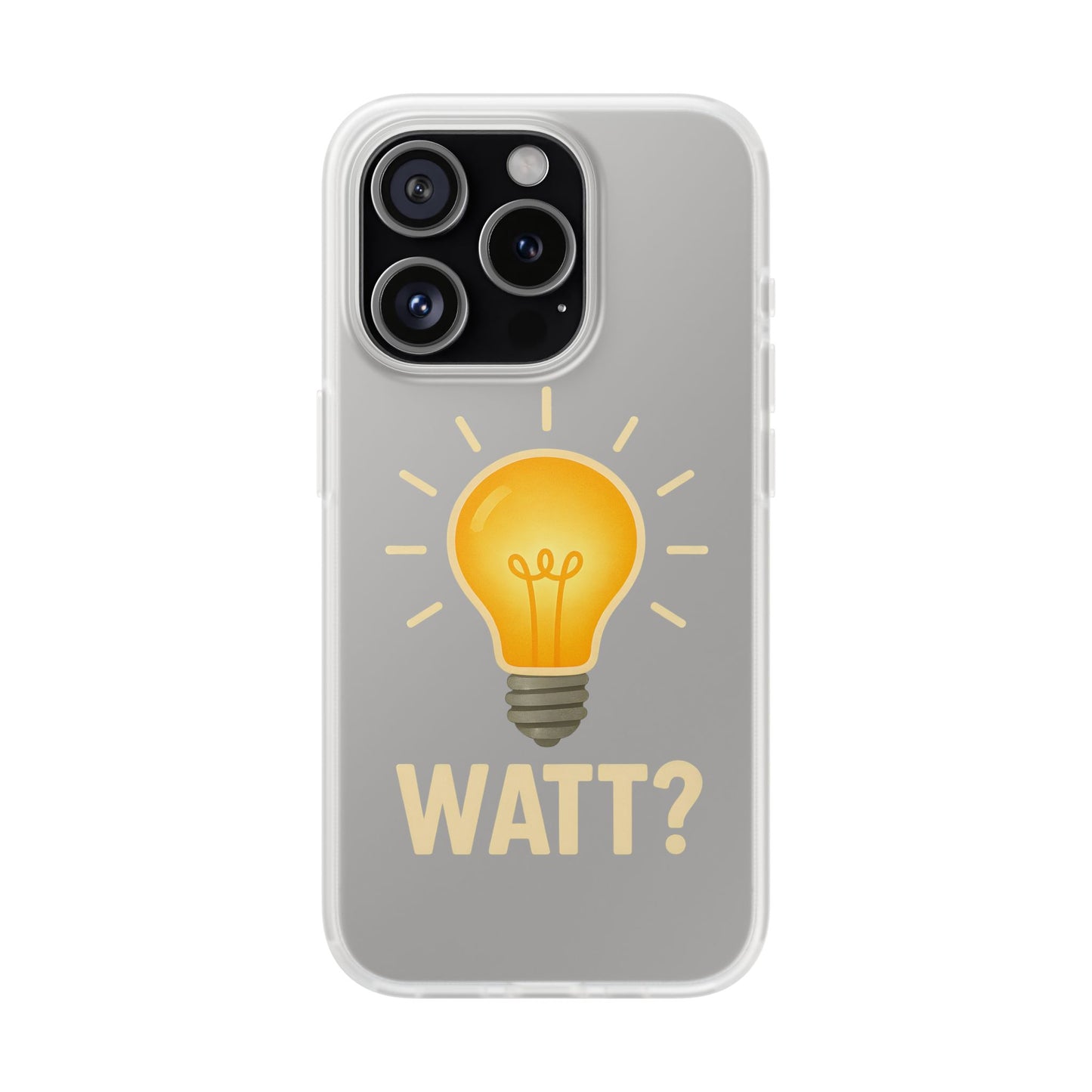 Coque de téléphone WATT? avec motif ampoule | Protection ludique pour les passionnés de technologie et d'électronique