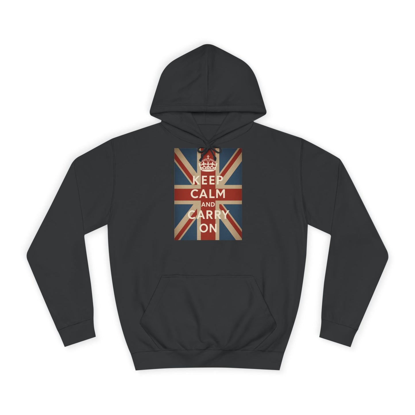 Keep Calm and Carry On Hoodie – Union Jack Britse Vlag Kroon Vintage Retro Hoodie voor UK-Fans