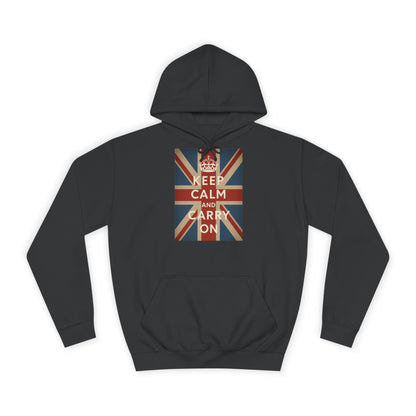 Keep Calm and Carry On Hoodie – Union Jack Britse Vlag Kroon Vintage Retro Hoodie voor UK-Fans