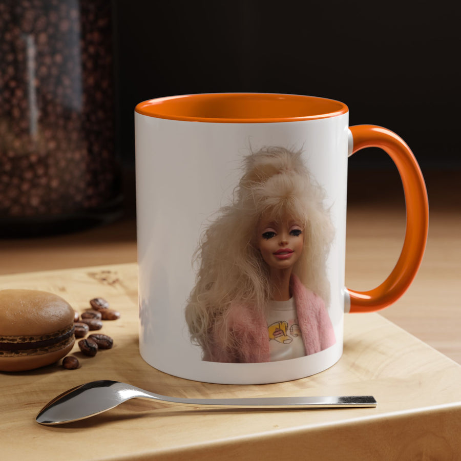Mug Poupée Rétro Années 80 | Blonde Culte Brushing & Veste Rose | Tasse Café Cadeau Fans Nostalgie & Barbie