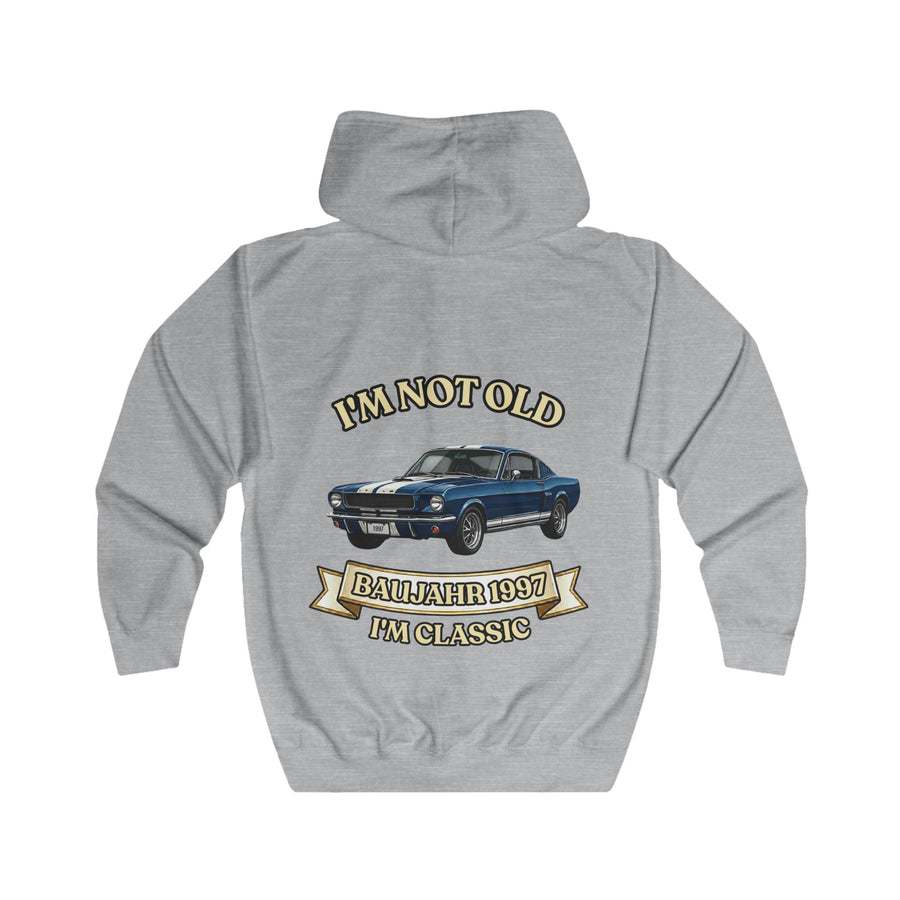 True Insights Geschenk zum 30. Geburtstag – Sweatjacke Jahrgang 1997 Muscle Car | Zip-Hoodie mit Rückendruck