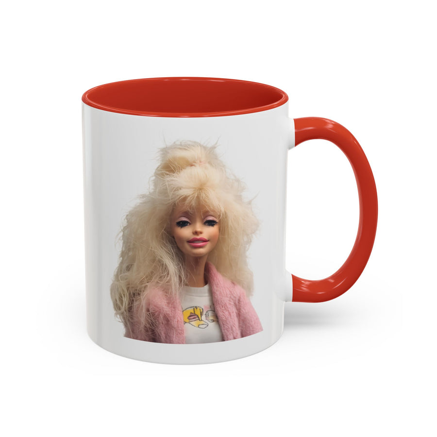 Mug Poupée Rétro Années 80 | Blonde Culte Brushing & Veste Rose | Tasse Café Cadeau Fans Nostalgie & Barbie