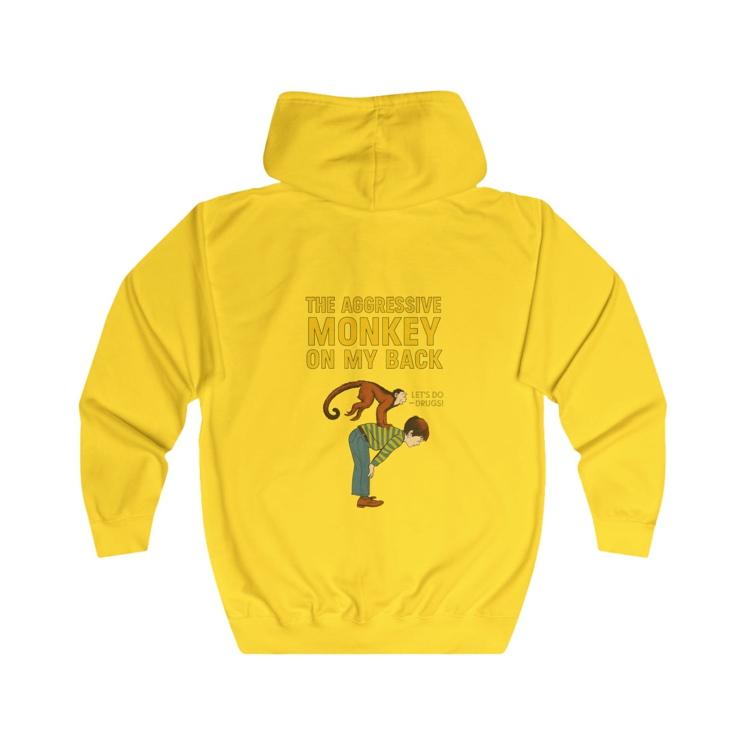The Aggressive Monkey On My Back Zip Hoodie – Lustiger Affe Vintage Parodie Hoodie für Humor-Fans