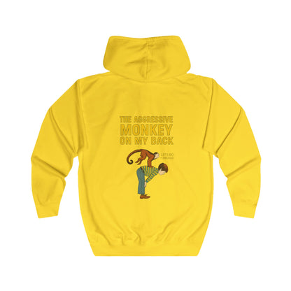 The Aggressive Monkey On My Back Zip Hoodie – Lustiger Affe Vintage Parodie Hoodie für Humor-Fans