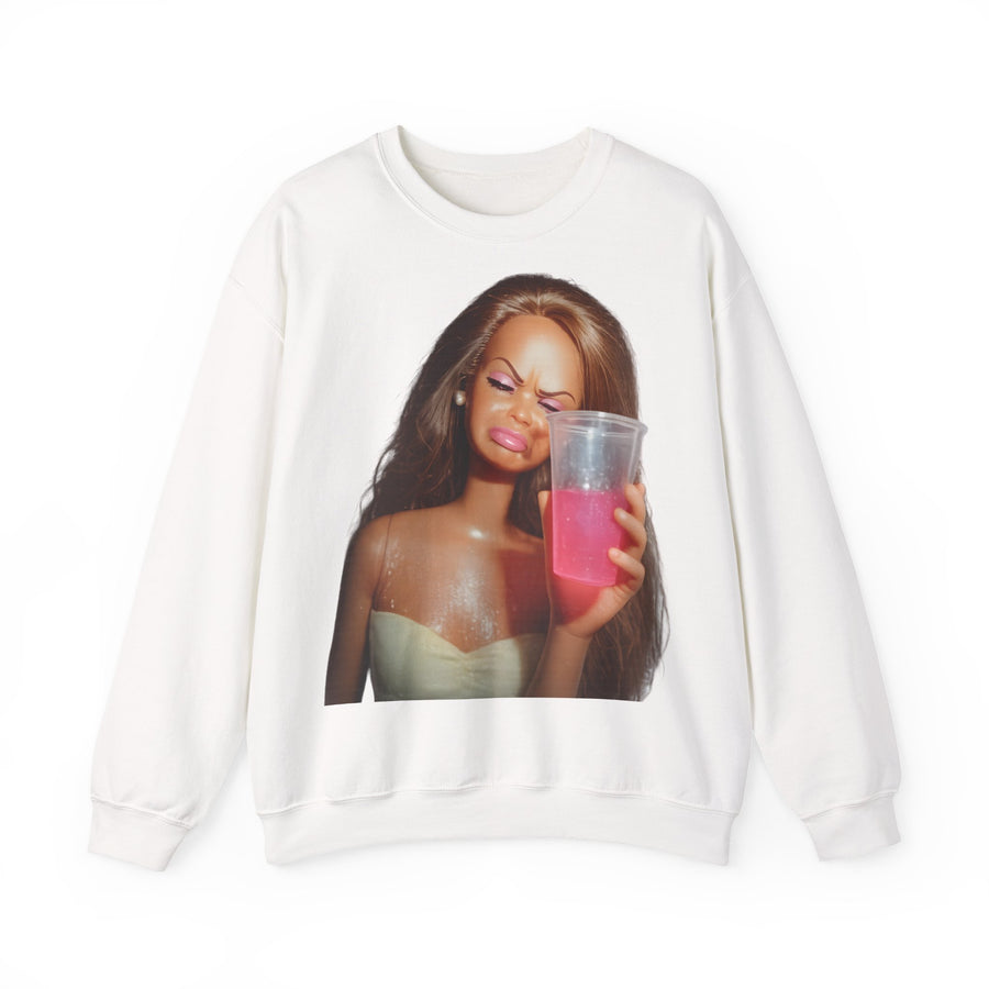 True Insights Sweatshirt Barbicore Puppen-Meme Pink Drink Motiv in Weiß für selbstbewusste Partygängerinnen
