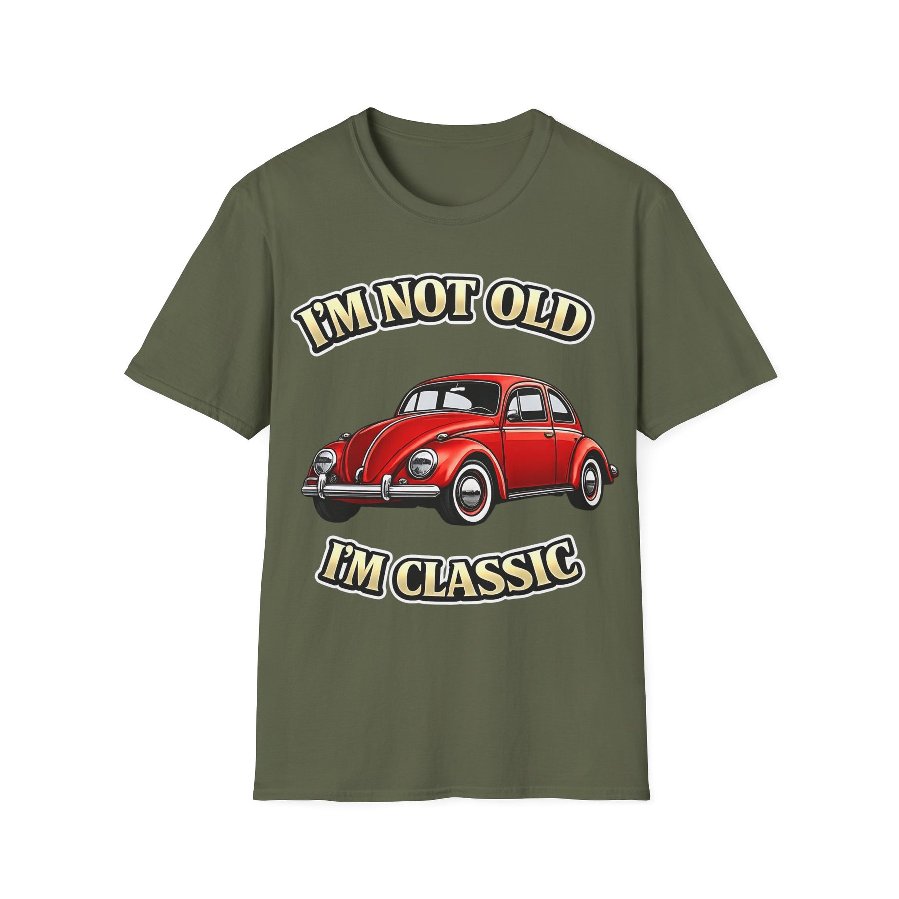 True Insights T-Shirt Vintage Käfer Oldtimer Im Not Old Im Classic in Militärgrün mit lustigem Design