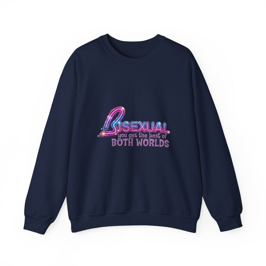 Bisexual – Best of Both Worlds Sweatshirt – Glittermotief voor Bi Pride en Pride