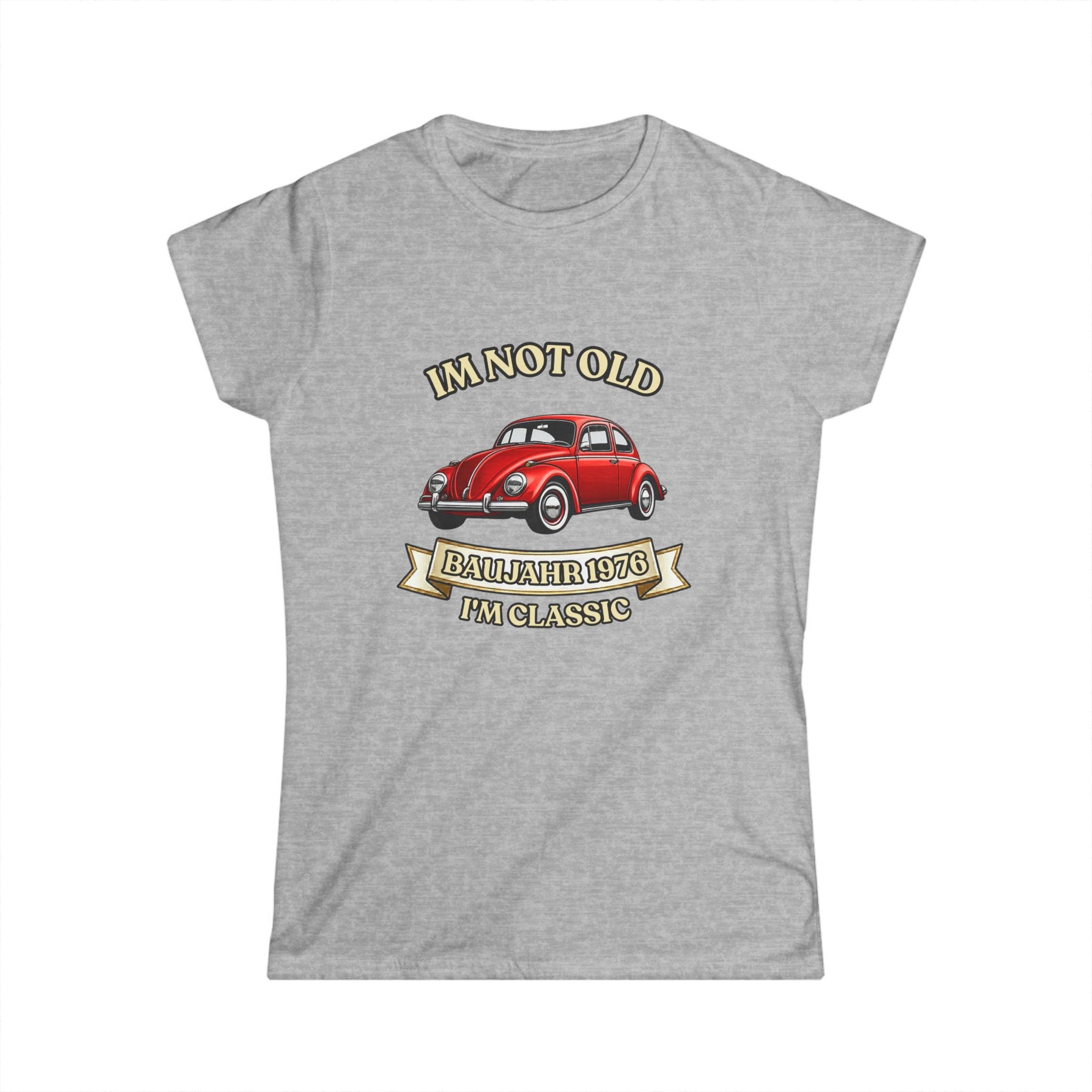 True Insights Damen Shirt Baujahr 1976 Oldtimer Motiv in Sport Grey, Vintage Geschenk zum 50. Geburtstag