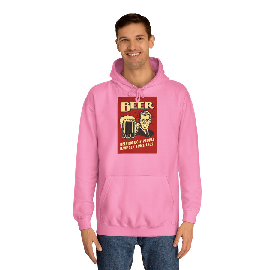 BEER Hoodie Rétro Vintage Bière Humour - Helping Ugly People - Cadeau drôle amateurs de bière, fête & homme