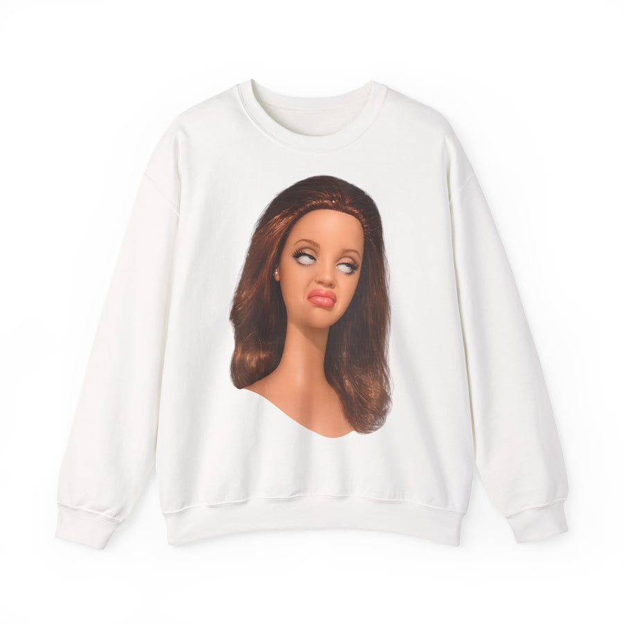 Lustiges Puppen-Gesicht Sweatshirt | Genervter Blick Meme Sweatshirt | Ironisches Statement Geschenk für Frauen