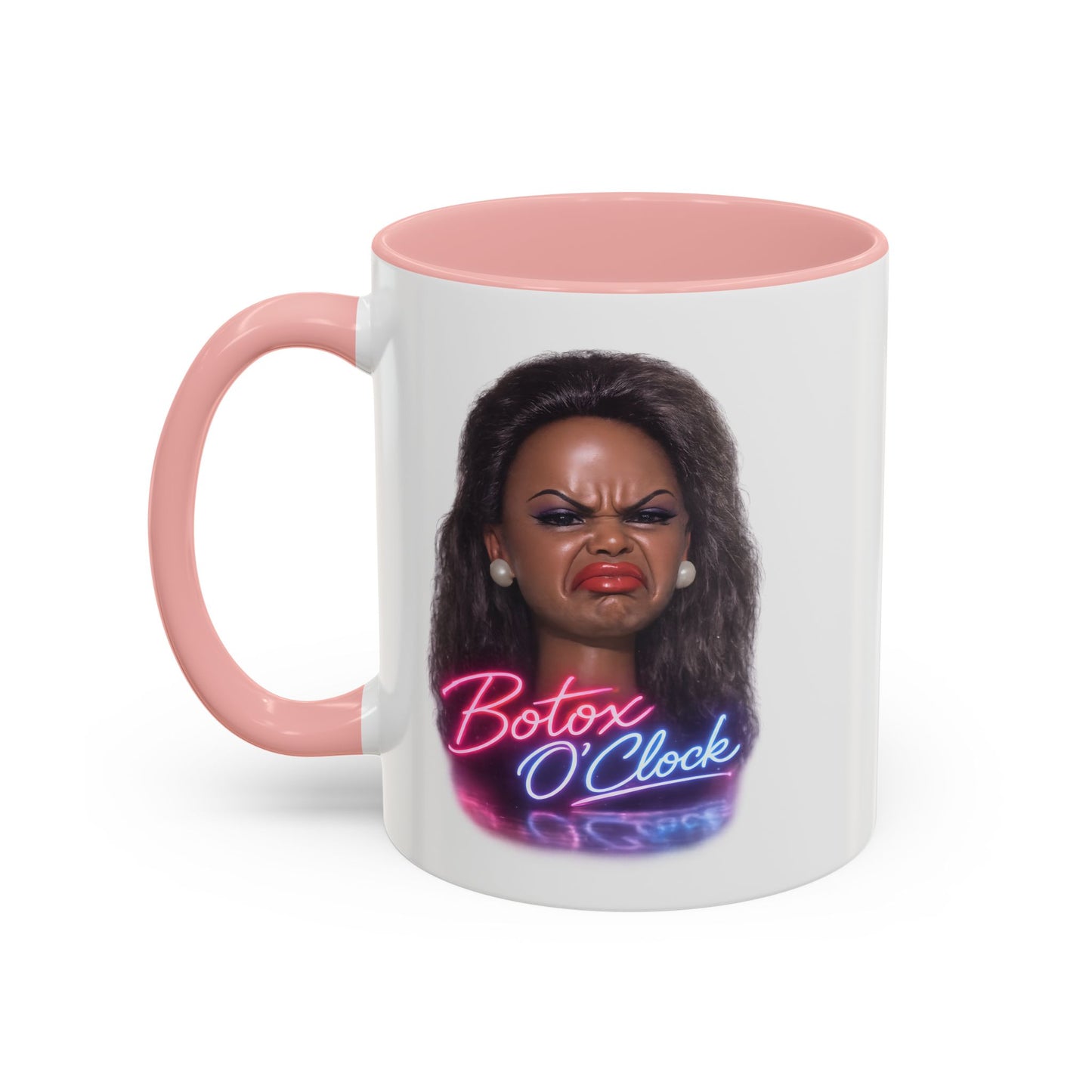 Botox O'Clock Tasse - Lustige Neon Kaffeetasse mit witzigem Grimasse-Motiv, Geschenk für Beauty-Fans & Humor-Liebhaber