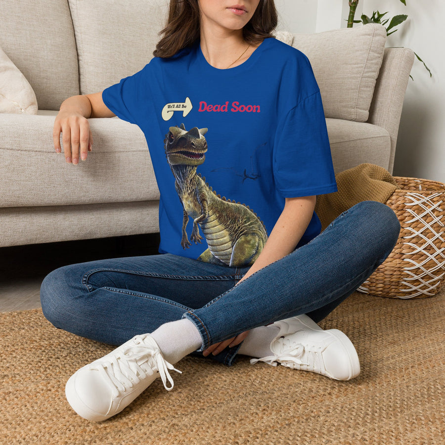 True Insights T-Shirt We'll All Be Dead Soon Dinosaurier, satirisches Statement Shirt im Look