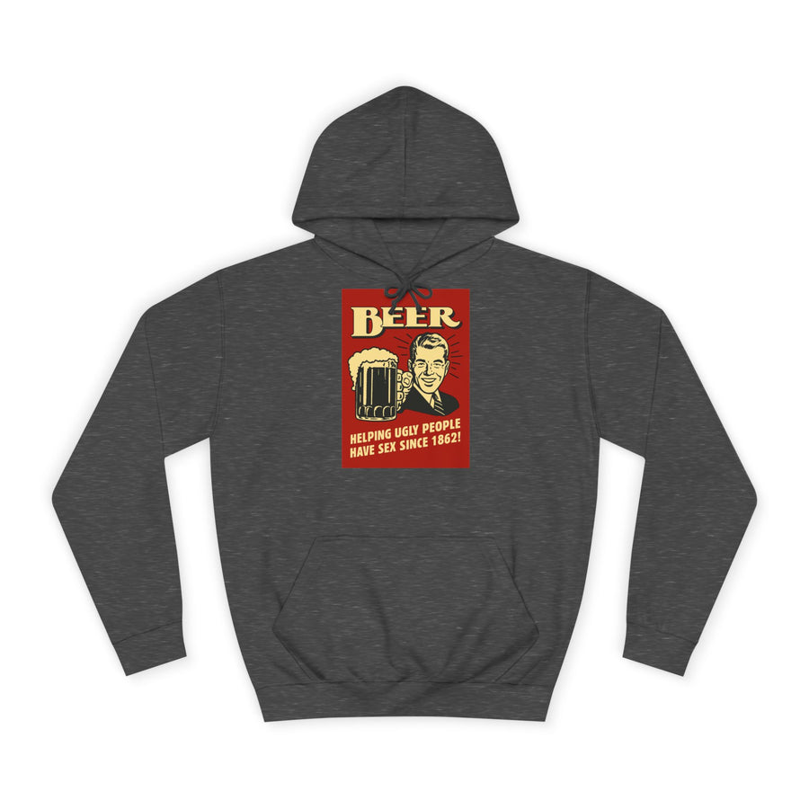 BEER Hoodie Rétro Vintage Bière Humour - Helping Ugly People - Cadeau drôle amateurs de bière, fête & homme