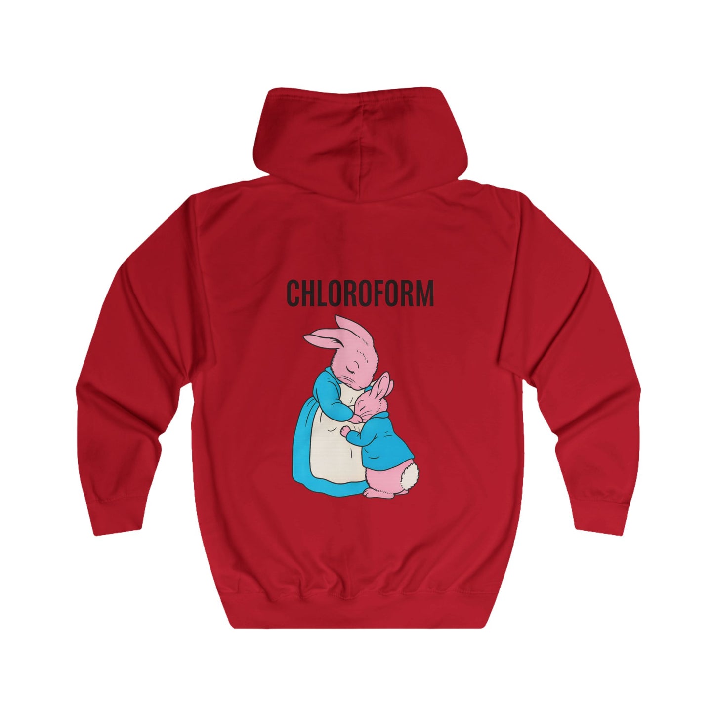 CHLOROFORM Hase Zip Hoodie – Lustiger Schwarzer Humor Kapuzenpullover mit Häschen Motiv, Sarkastisches Geschenk
