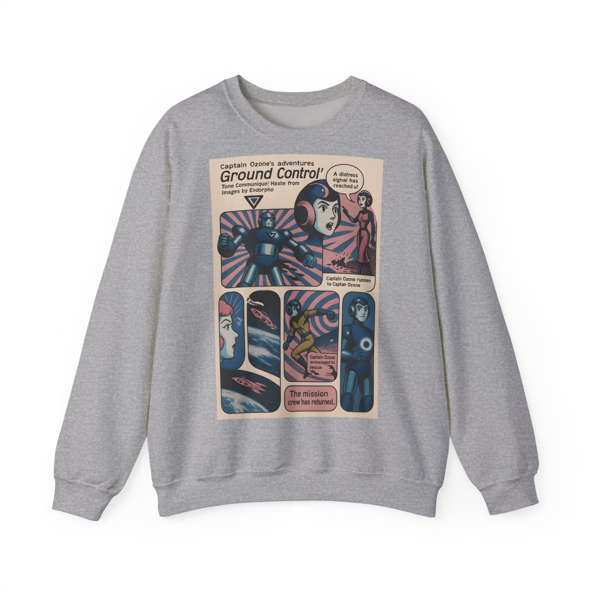 Retro Space Comic Sweatshirt – Captain Ozone „Ground Control“ Edition