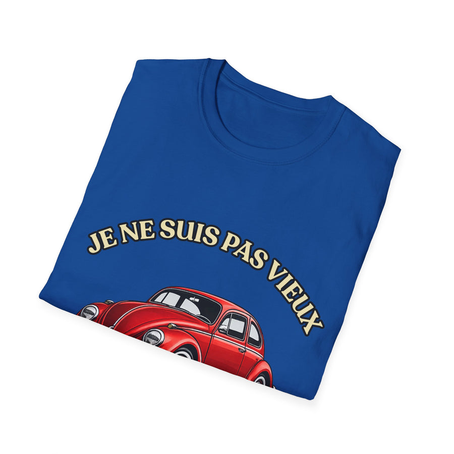 T-shirt Millésime 1986 « Je ne suis pas vieux, je suis vintage » – Cadeau anniversaire 40 ans homme – Coccinelle rouge, voiture ancienne rétro
