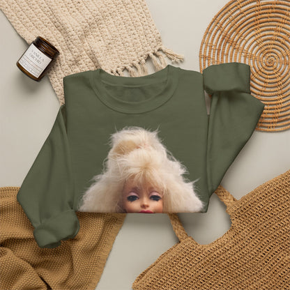 Retro Puppen Portrait T-Shirt Damen | 80er Jahre Blond Doll Fashion Shirt | Pinke Jacke Vintage Style Geschenk