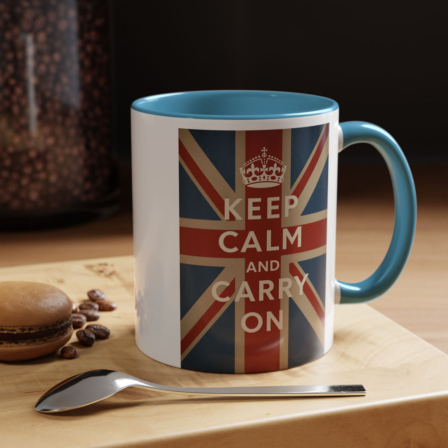Mug Keep Calm and Carry On – Tasse Union Jack rétro British avec couronne