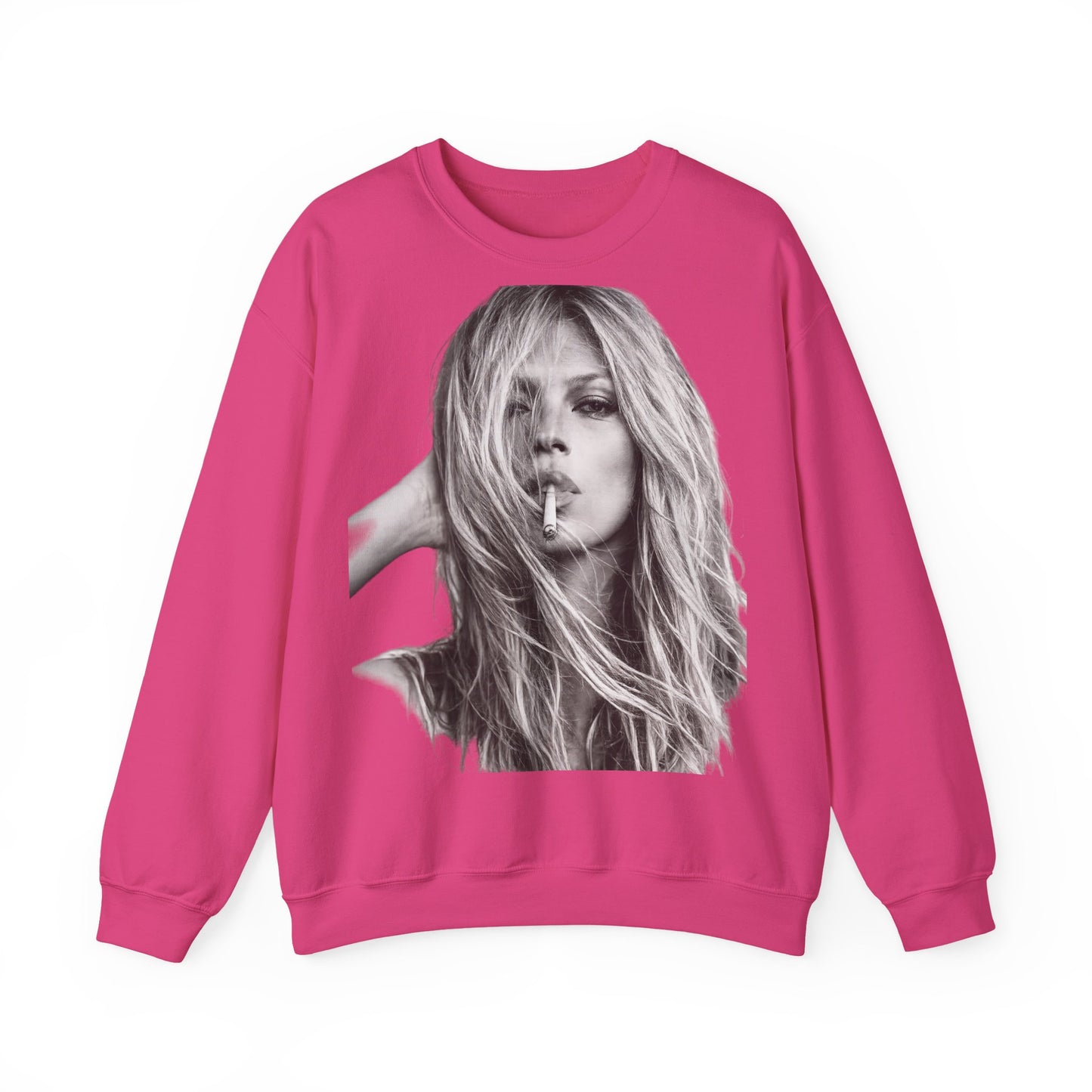 Kate Moss Sweatshirt – Schwarz-Weiß Portrait Kult-Pullover für Fashion & Vintage Fans, ikonisches Model Motiv