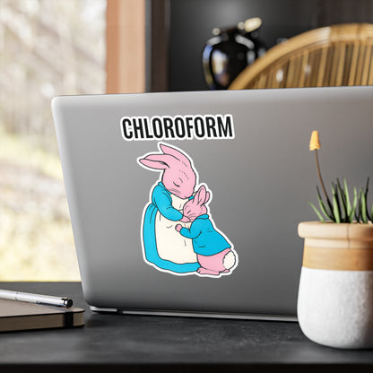Chloroform Hase Sticker - Lustiger Bunny Anti-Meme Aufkleber - Ironischer Dunkler Humor Sticker für Laptop & Flaschen