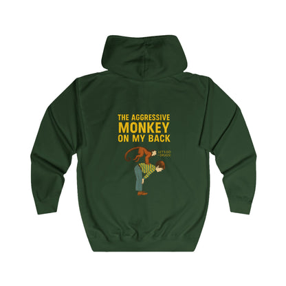 The Aggressive Monkey On My Back Zip Hoodie – Lustiger Affe Vintage Parodie Hoodie für Humor-Fans