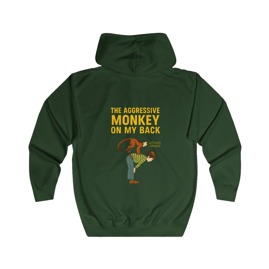 The Aggressive Monkey On My Back Zip Hoodie – Funny Vintage Parody Hoodie
