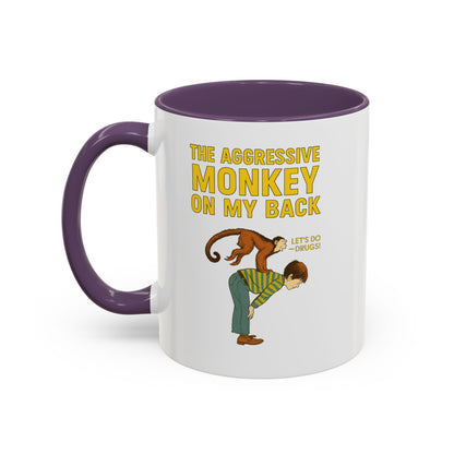 Aggressive Monkey On My Back Tasse - Lustiger Affe Retro Vintage Kaffeebecher mit Spruch | Witziges Geschenk für Humor-Fans