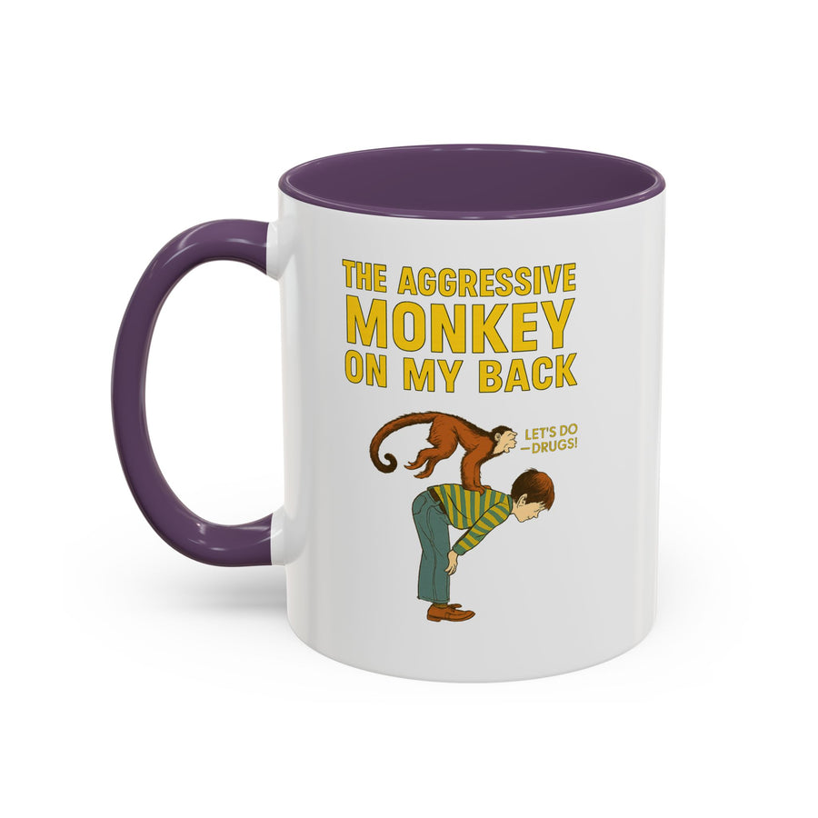 Mug Aggressive Monkey On My Back - Tasse drôle rétro vintage