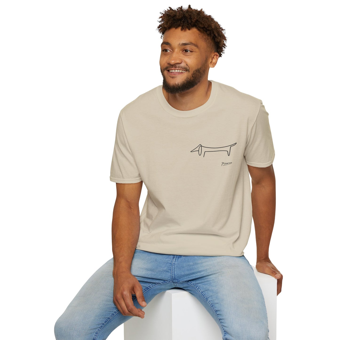 Picasso Dackel T-Shirt – Minimalistische Hundelinie mit Kultfaktor - kleines Motiv