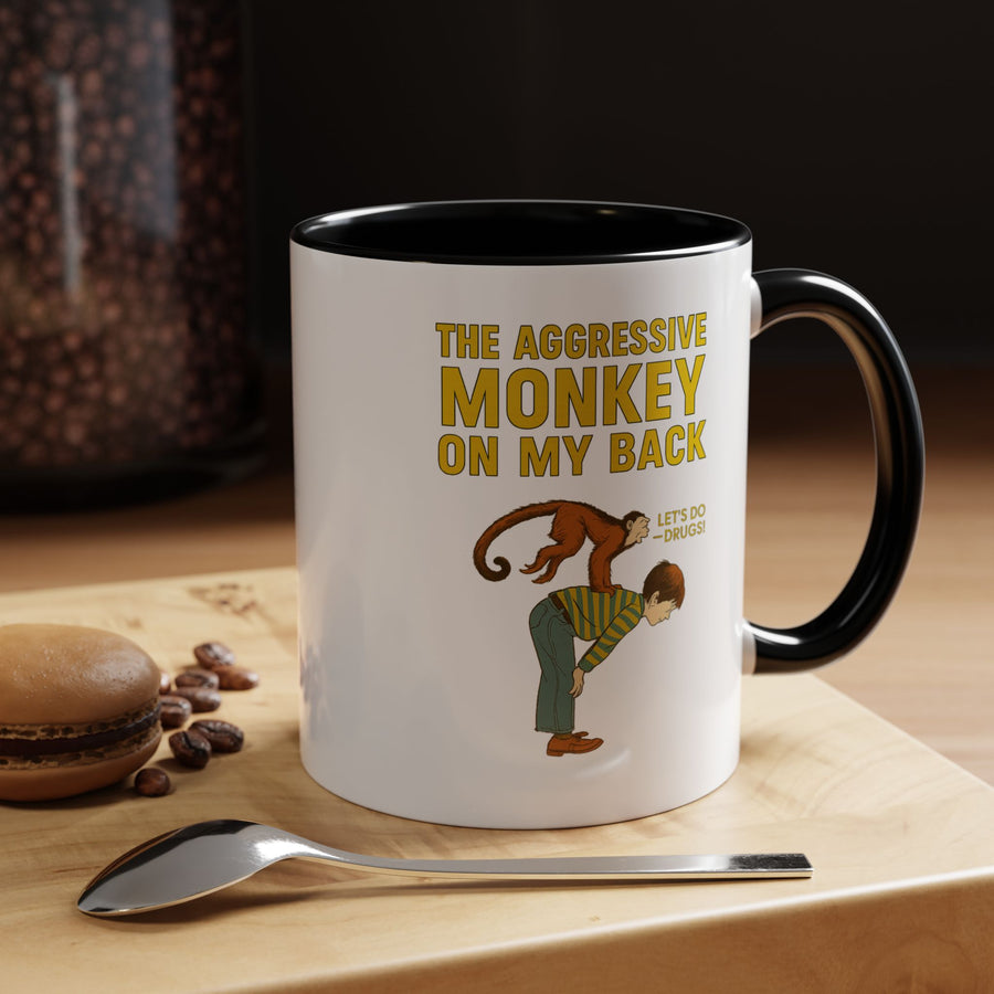Mug Aggressive Monkey On My Back - Tasse drôle rétro vintage