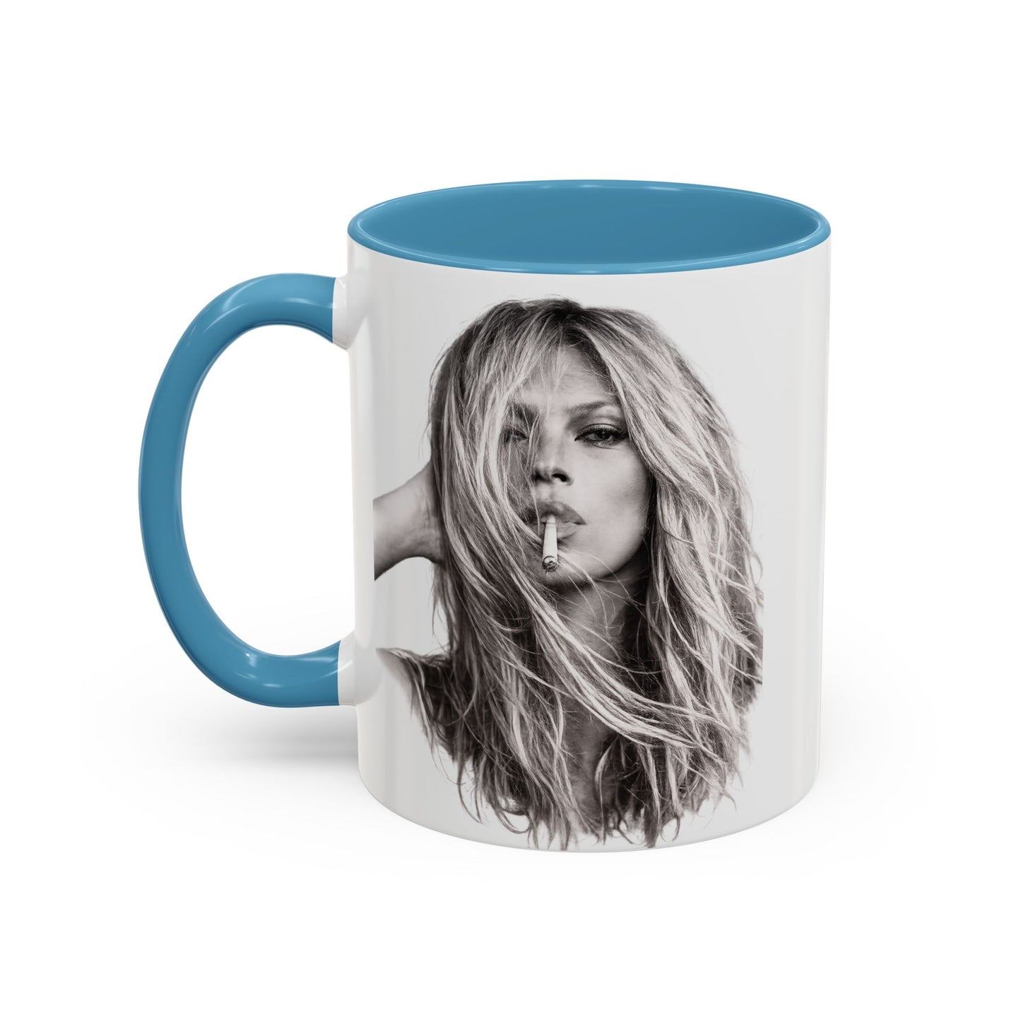 Kate Moss Tasse – Ikonisches Schwarz-Weiß Portrait Kaffeebecher | Fashion Legende Geschenk für Fans