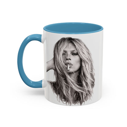 Kate Moss Tasse – Ikonisches Schwarz-Weiß Portrait Kaffeebecher | Fashion Legende Geschenk für Fans