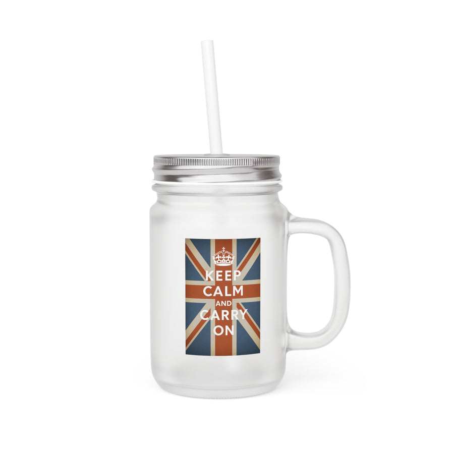 Keep Calm and Carry On Mason Jar – Verre Vintage Union Jack Couronne, Cadeau Fans du Royaume-Uni & Amoureux de l'Angleterre