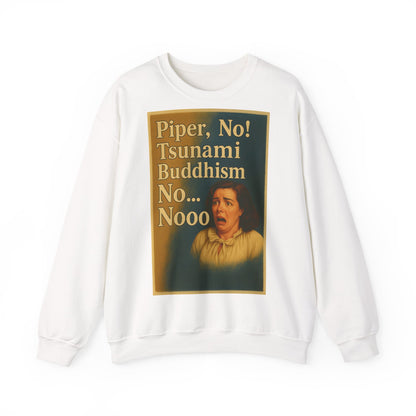 Sweatshirt – Drama Sweatshirt – „Piper, No! Tsunami. Buddhism. No... Nooo“ | True Insights Design mit Humor